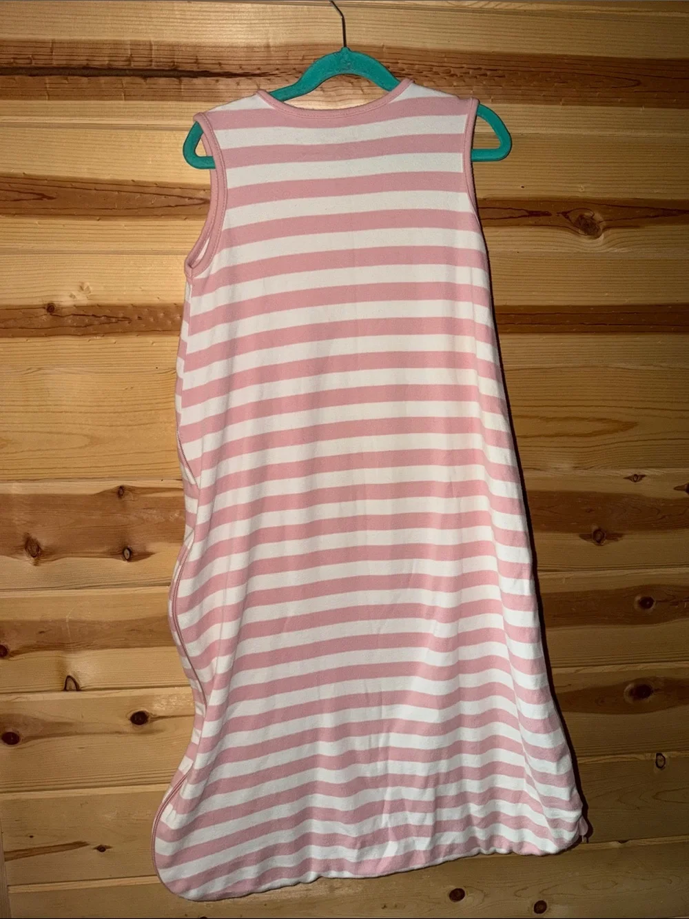 Woolino Ecolino Pink and White Striped Sleeveless Shift Dress 18-36 months